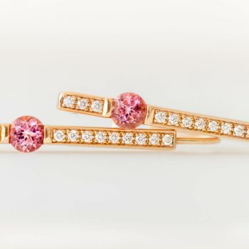 Pink Maine Tourmaline and Diamond Earrings